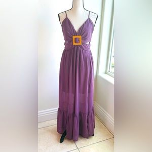 Summer Purple Maxi Dress, Mini Lining, Open Back  Buckle Accent NWT Sz M‎